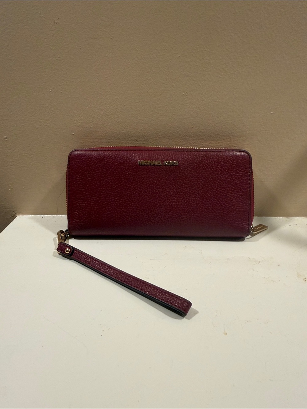 Michael Kors Wine Zip-Around Wallet Wristlet